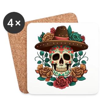 Floral Cinco De mayo Dia de Los Muertos Mexican - Coasters (set of 4) - white - Front