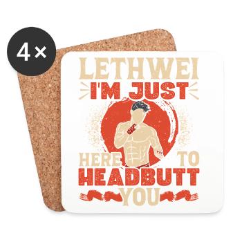  Burmese Boxing Headbutt Lethwei Training Art of 9 - Coasters (set of 4) - white - Front