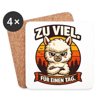 Zu viel für einen Tag Alpaka Humor Spruch - Untersetzer (4er-Set) - Weiß - Vorne