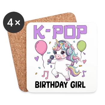 K Pop Birthday Girl - Untersetzer (4er-Set) - Weiß - Vorne