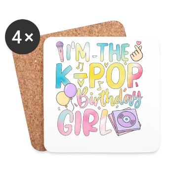 I'm The K-Pop Birthday Girl - Untersetzer (4er-Set) - Weiß - Vorne