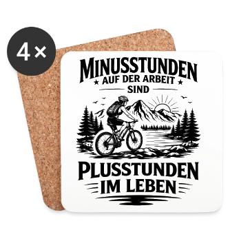 Minusstunden auf_der Arbeit Fahrradfahrerin - Untersetzer (4er-Set) - Weiß - Vorne
