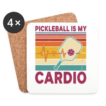 Le pickleball est mon cardio Joueur drôle de pickleball - Dessous de verre (lot de 4) - blanc - Devant