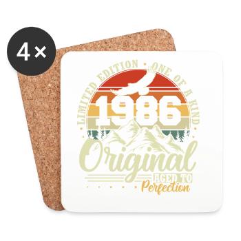Cadeau d’anniversaire vintage original de 1986 - Dessous de verre (lot de 4) - blanc - Devant