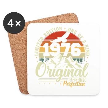 Cadeau d’anniversaire vintage original de 1976 - Dessous de verre (lot de 4) - blanc - Devant