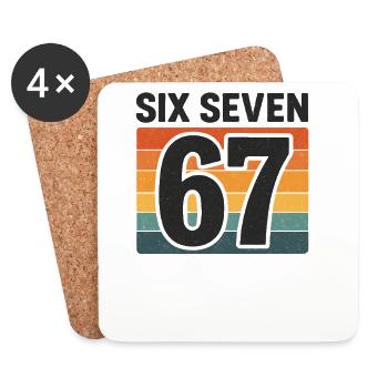 Six Seven 67 Italian Brainrot Retro Sunset Meme - Dessous de verre (lot de 4) - blanc - Devant