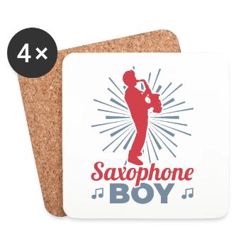Garçon jouant du saxophone - Dessous de verre (lot de 4) - blanc - Devant