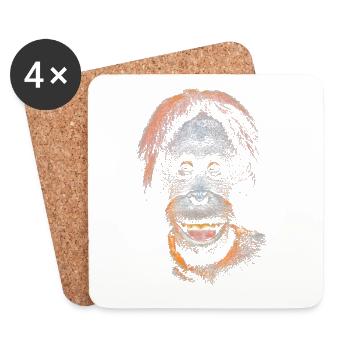 Funny meme with an orangutan - Coasters (set of 4) - white - Front