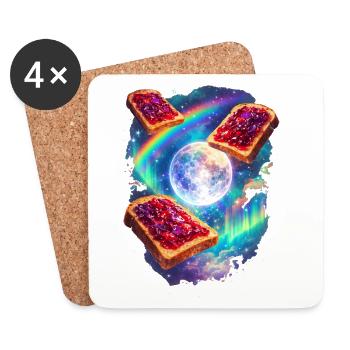 Toast spatial avec arc-en-ciel - Dessous de verre (lot de 4) - blanc - Devant