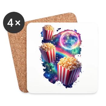 Kosmischer Popcornzauber - Untersetzer (4er-Set) - Weiß - Vorne