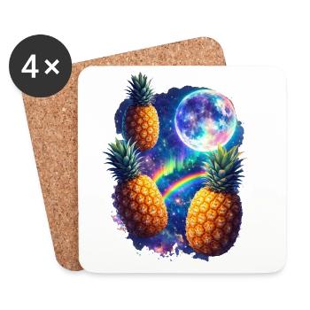 Kosmische Ananas All - Untersetzer (4er-Set) - Weiß - Vorne