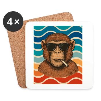 Wave Chimp with Sunglasses - Coasters (set of 4) - white - Front
