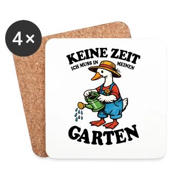 Keine Zeit | Garten Gans gießt glücklich - Untersetzer (4er-Set) - Weiß - Vorne