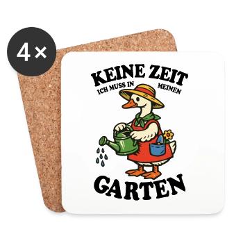 Keine Zeit | Garten Gans gießt glücklich - Untersetzer (4er-Set) - Weiß - Vorne