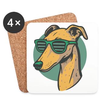 Windhund, Galgo - Untersetzer (4er-Set) - Weiß - Vorne