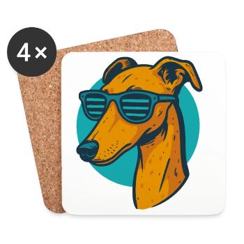Windhund, Galgo Sonnenbrille Pop-Art - Untersetzer (4er-Set) - Weiß - Vorne