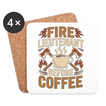 Fire Lieutenant Before Rescue Team Coffee Lover - Coasters (set of 4) - white - Front