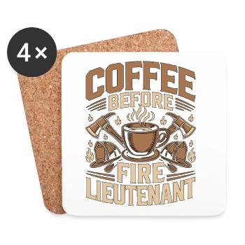 Fire Lieutenant Coffee Firefighting Coffee Lover - Coasters (set of 4) - white - Front