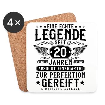 20 Jahre Legende - 20 Geburtstag Vintage Geschenk - Untersetzer (4er-Set) - Weiß - Vorne
