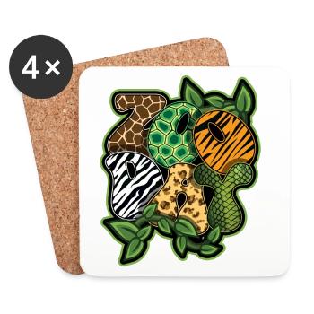 Safari Animals Zoo Party Jungle Zoo Birthday - Coasters (set of 4) - white - Front
