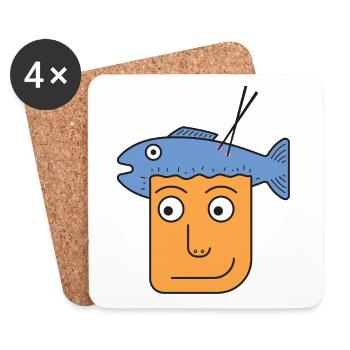 Fang des Tages: Skurrile Fischhut-Illustration - Untersetzer (4er-Set) - Weiß - Vorne