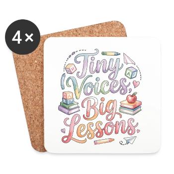 Enseignante d’école primaire, Tiny Voices, grande carrière d’enseignant - Dessous de verre (lot de 4) - blanc - Devant