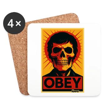 Affiche pop art Skull Rays - Dessous de verre (lot de 4) - blanc - Devant