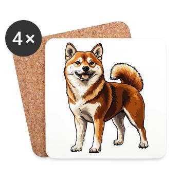 Shiba Inu Lächelnd - Untersetzer (4er-Set) - Weiß - Vorne