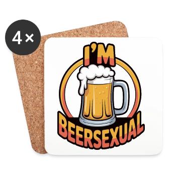 Ich bin biersexuell lustiger Biertrinkender Humor Zitat - Untersetzer (4er-Set) - Weiß - Vorne