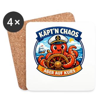 Käpt'n Chaos aber auf Kurs lustiger Oktopus - Untersetzer (4er-Set) - Weiß - Vorne