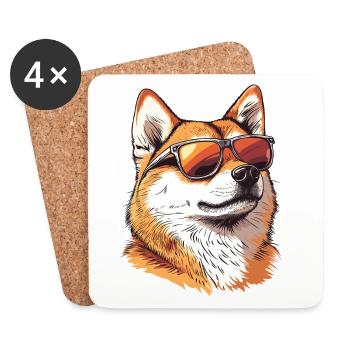 Sunglass Shiba Inu - Coasters (set of 4) - white - Front