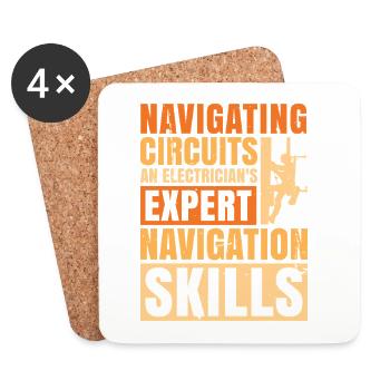 Electrician, Electronics Technician, Electrician - Coasters (set of 4) - white - Front