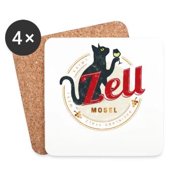 Zell mit Katze Vintage Mosel Rheinland-Pfalz - Untersetzer (4er-Set) - Weiß - Vorne