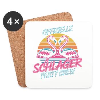 Schlager Party Crew Mallorca Flamingo JGA Malle - Untersetzer (4er-Set) - Weiß - Vorne