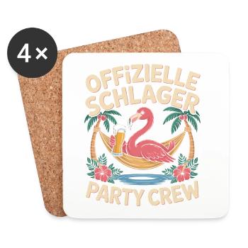 Schlager Party Crew Mallorca Flamingo JGA Malle - Untersetzer (4er-Set) - Weiß - Vorne