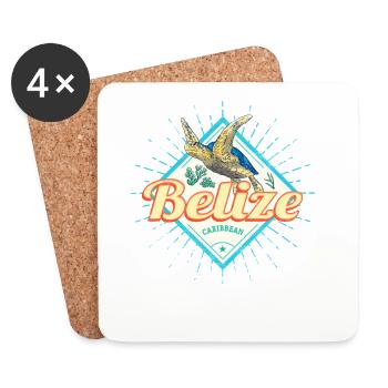 Belize Karibik Retro Schildkröten Vintage Souvenir - Untersetzer (4er-Set) - Weiß - Vorne