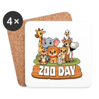 Animals Zoo Party Jungle Zoo Birthday Zoo Day - Coasters (set of 4) - white - Front