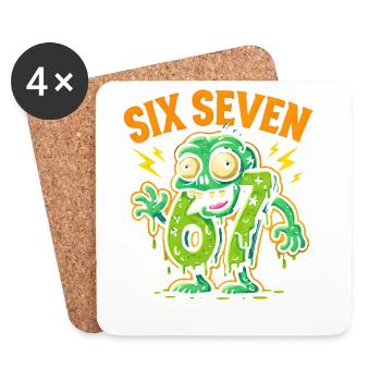 Six Seven 67 Zombie Horror Humor Italian Brainrot - Untersetzer (4er-Set) - Weiß - Vorne
