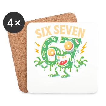 Six Seven 67 Zombie Horror Humor Italian Brainrot - Untersetzer (4er-Set) - Weiß - Vorne