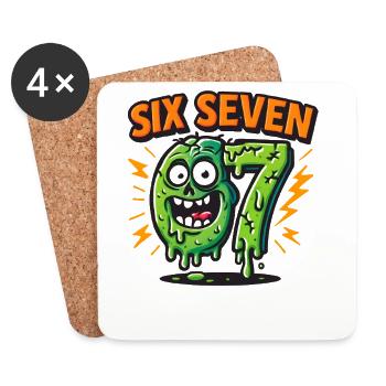 Six Seven 67 Zombie Horror Humor Italian Brainrot - Untersetzer (4er-Set) - Weiß - Vorne