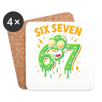 Six Seven 67 Zombie Horror Humor Italian Brainrot - Untersetzer (4er-Set) - Weiß - Vorne