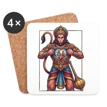 Hanuman Brust der Götter - Untersetzer (4er-Set) - Weiß - Vorne