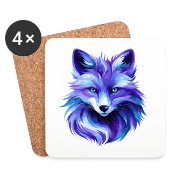 Colorful Fox Polygon Art – Modern Animal Design - Untersetzer (4er-Set) - Weiß - Vorne