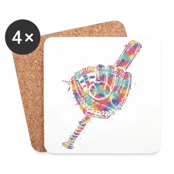 Gant Balle et Batte de Baseball Multicolore   - Dessous de verre (lot de 4) - blanc - Devant