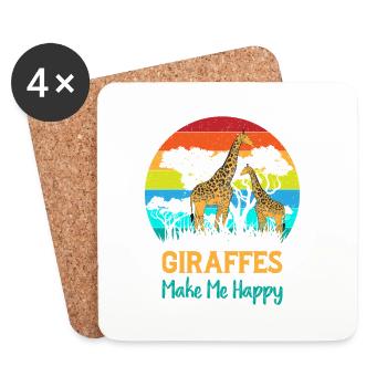 Giraffes Make Me Happy - Funny Giraffe - Coasters (set of 4) - white - Front