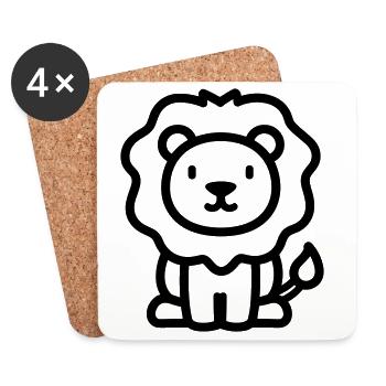 lion - Dessous de verre (lot de 4) - blanc - Devant
