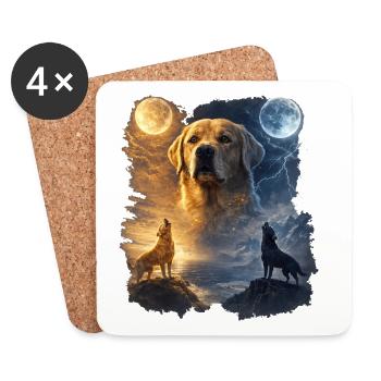 Moon Guardian Labrador Retriever - Coasters (set of 4) - white - Front