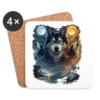 Two Moons Siberian Husky - Coasters (set of 4) - white - Front