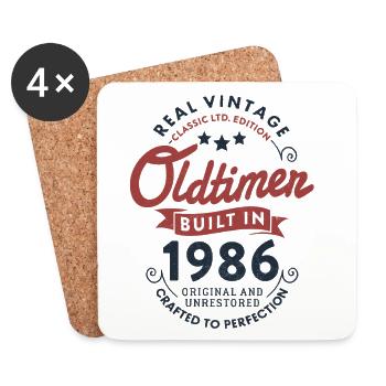 40e anniversaire de voiture classique vintage 1986 - Dessous de verre (lot de 4) - blanc - Devant