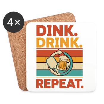 Pickleball Dink Drink Repeat Joueur drôle - Dessous de verre (lot de 4) - blanc - Devant
